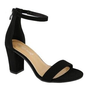 Top Moda Hannah Suede Dressy Ankle Strap Back Zip 3" High Block Heel Sandal 10